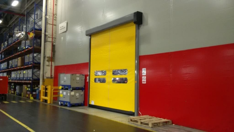 Rapidor Impact high speed roller door - yellow Jaguar Land Rover