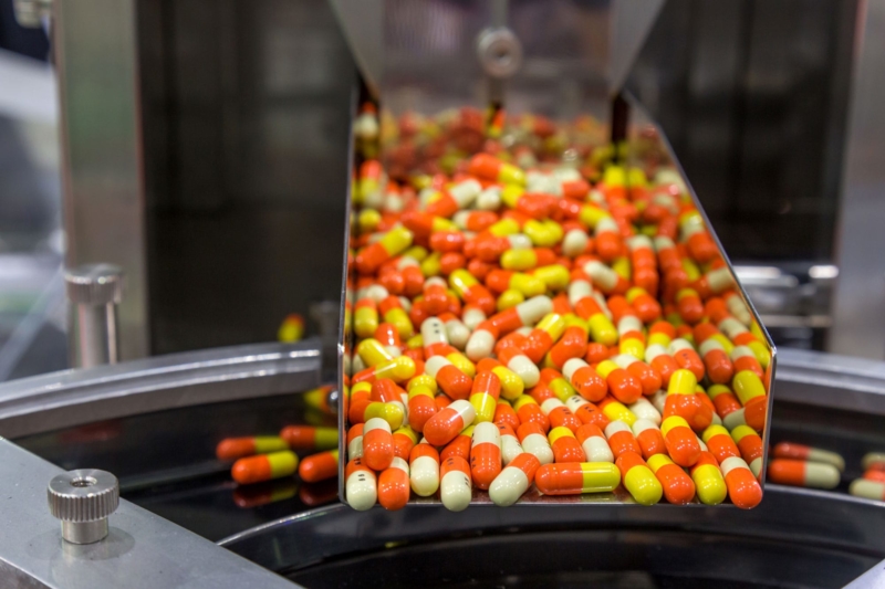 Pills in Laboratory Pharmaceutical Environment