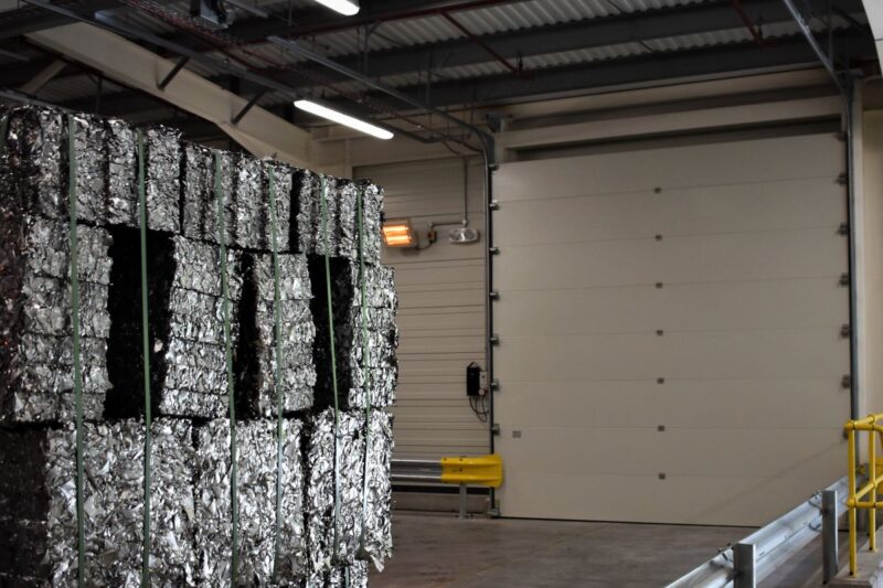 Rollashield SD acoustic sectional shutter door in factory