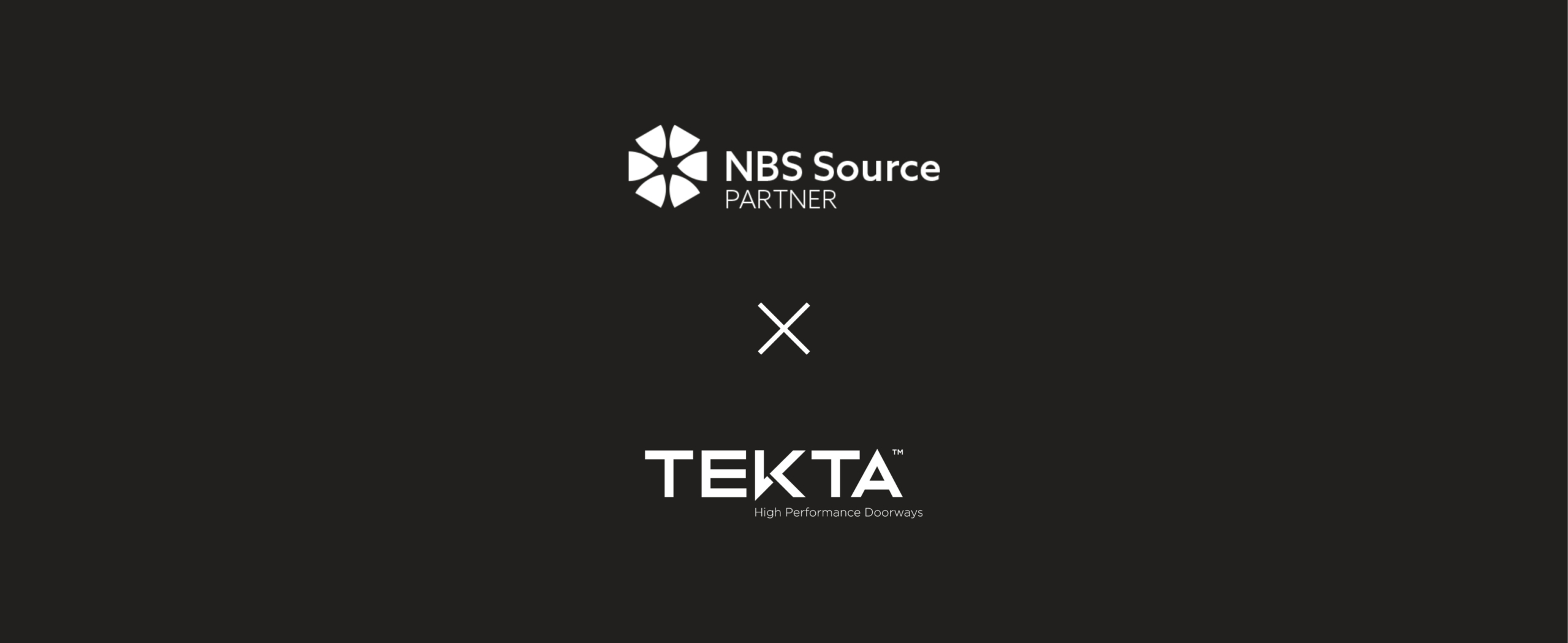 Tekta logo and NBS Partner logo on a black background.